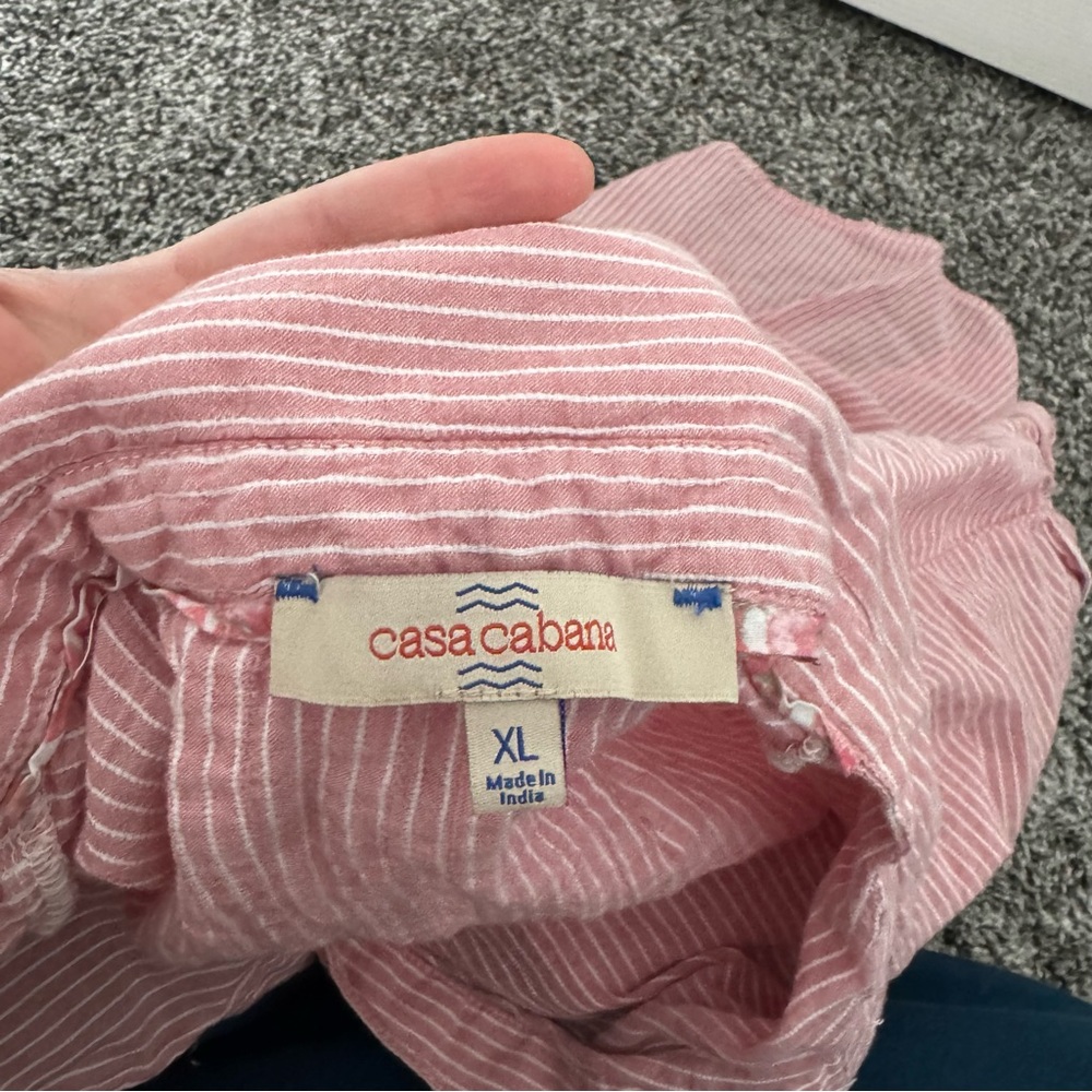 Casual Striped Button-Down Shirt in Pink - Picture 3 of 3